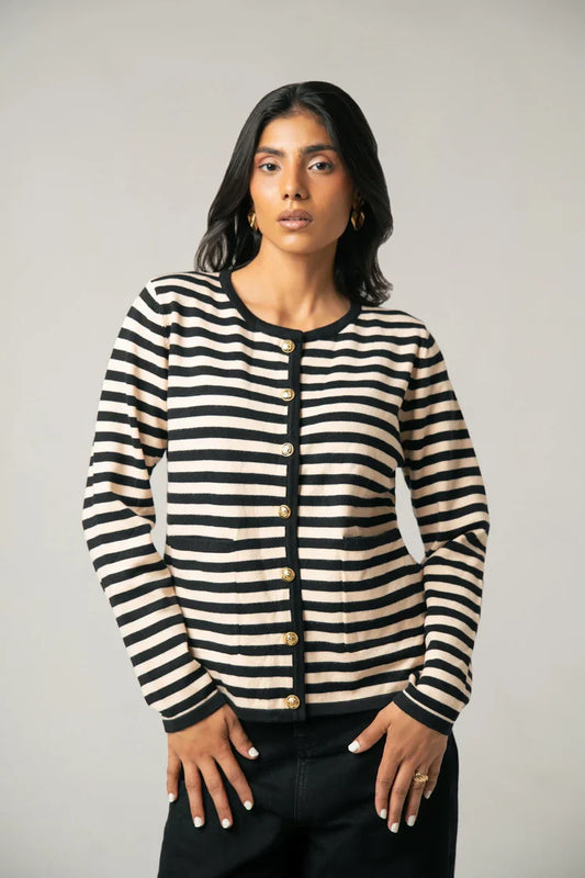 Picture of Ellena - Striped Knit Sweater - Available at Raja Sahib