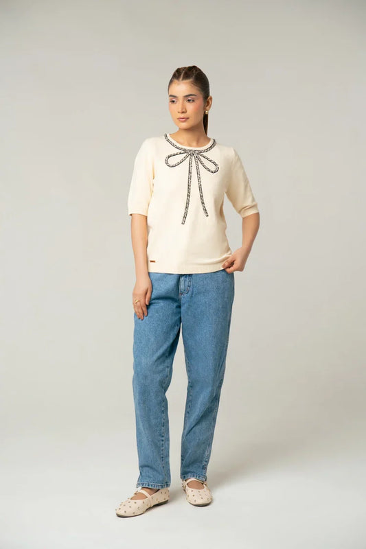 Picture of Ellena - Short Sleeves Sweater - Available at Raja Sahib