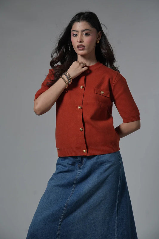 Picture of Short Sleeves Cardigan - Available at Raja Sahib