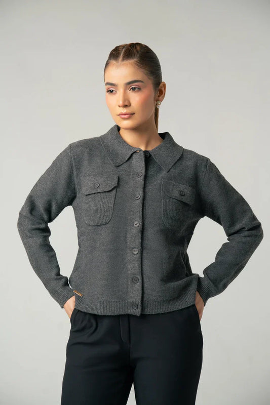 Picture of Ellena - Collar Knit Cardigan - Available at Raja Sahib