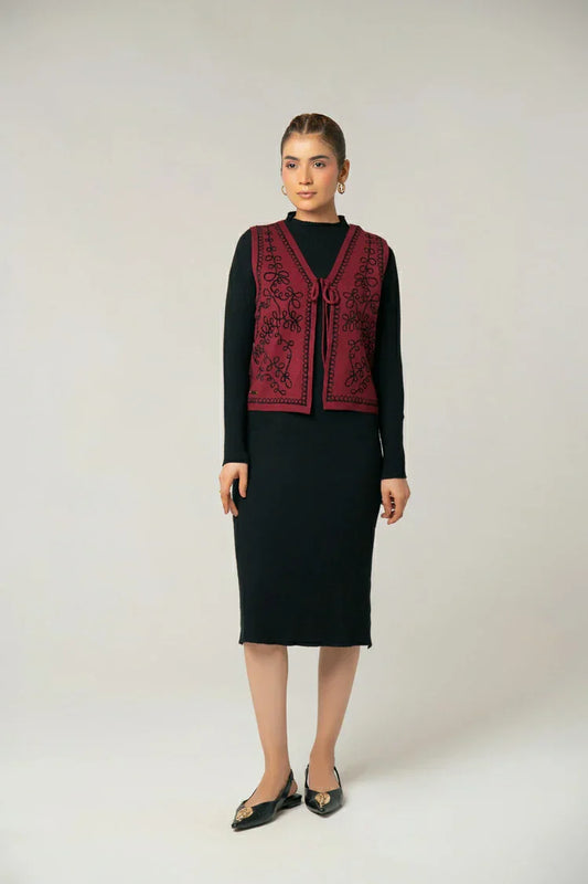 Picture of Embroidered Knit Cardigan - Available at Raja Sahib