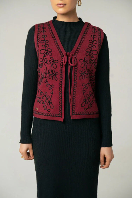 Picture of Embroidered Knit Cardigan - Available at Raja Sahib