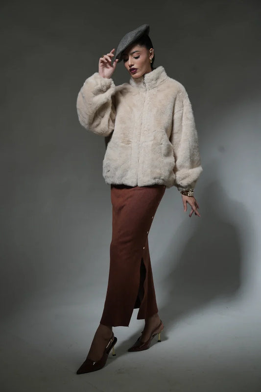 Picture of Faux-Fur Bomber Jacket - Available at Raja Sahib