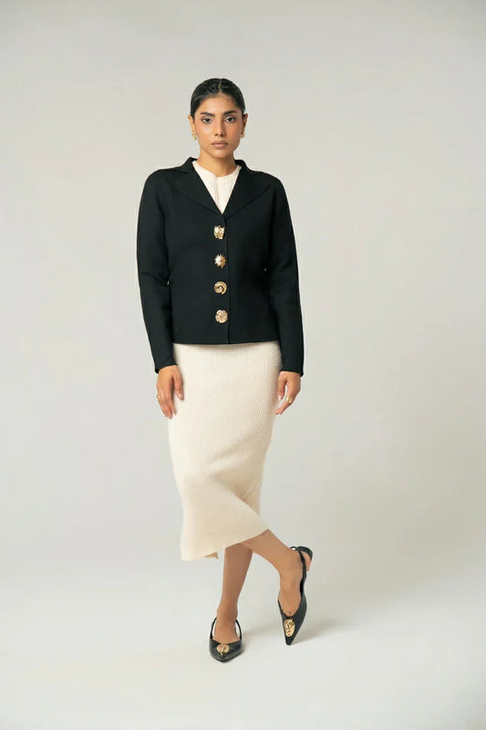 Picture of Ellena - Collar Knit Cardigan - Available at Raja Sahib