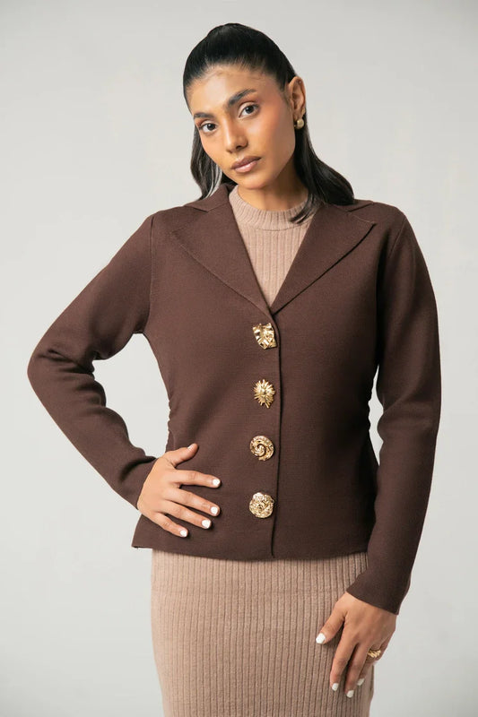 Picture of Ellena - Collar Knit Cardigan - Available at Raja Sahib