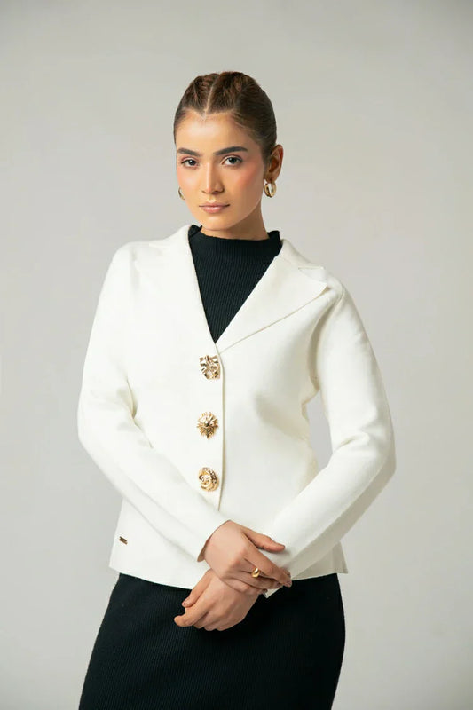 Picture of Ellena - Collar Knit Cardigan - Available at Raja Sahib