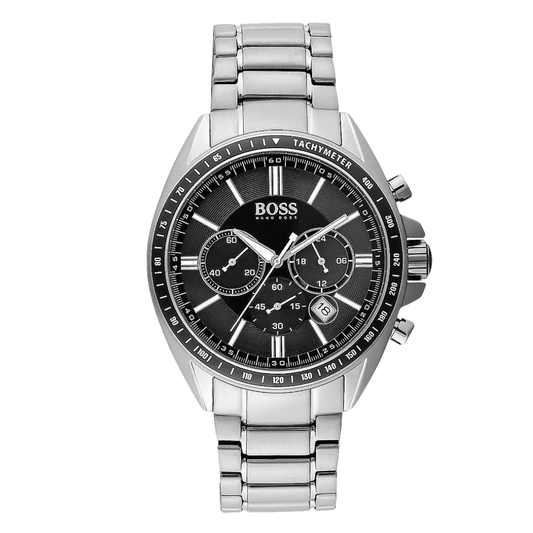 Hugo Boss Driver Silver Stainless Steel Black Dial Quartz Watch For Gent'S - 1513080
