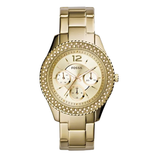 Picture of Fossil Stella Gold Stainless Steel Gold Dial Quartz Watch for Ladies - ES3589 - Available at Raja Sahib