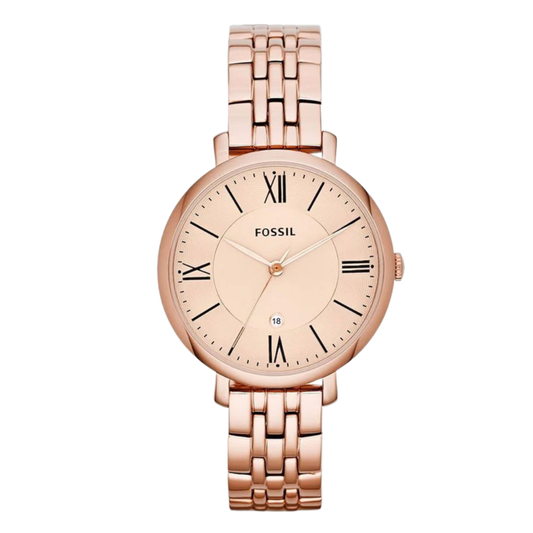 Picture of Fossil Jacqueline Rose Gold Stainless Steel Rose Gold Dial Quartz Watch for Ladies - ES3435 - Available at Raja Sahib