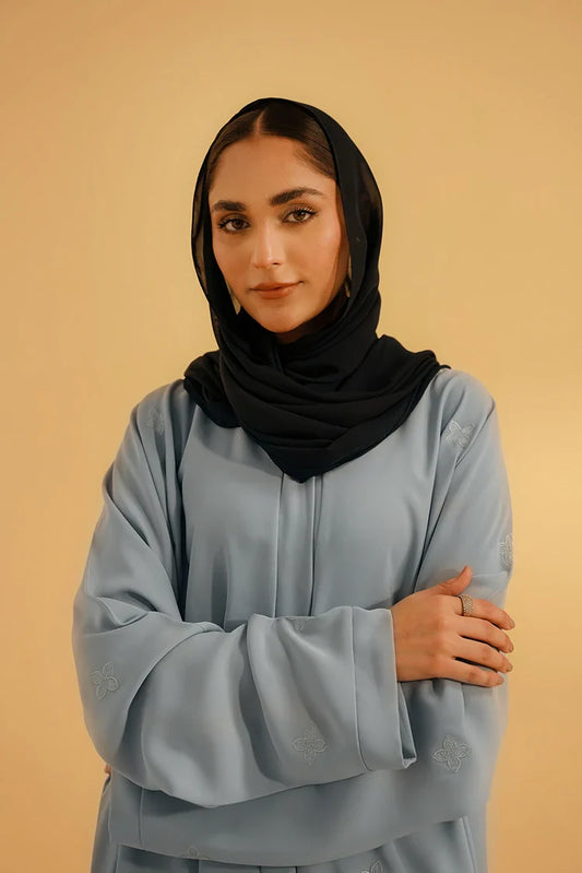 Picture of Divinely Crafted - Embroidered Abaya - Sky Blue - Available at Raja Sahib