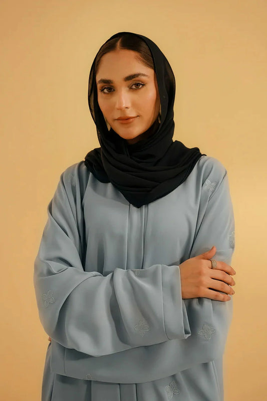 Picture of Divinely Crafted - Embroidered Abaya Set - Sky Blue - Available at Raja Sahib