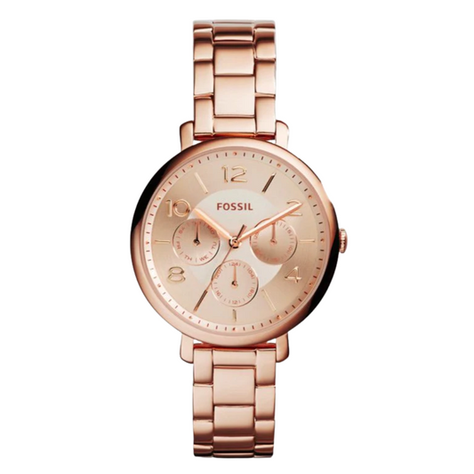 Fossil Jacqueline Rose Gold Stainless Steel Rose Gold Dial Quartz Watch for Ladies - ES3665