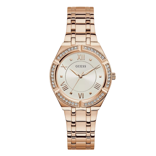 Guess Rose Gold Stainless Steel Silver Dial Quartz Watch for Ladies - GW0033L3