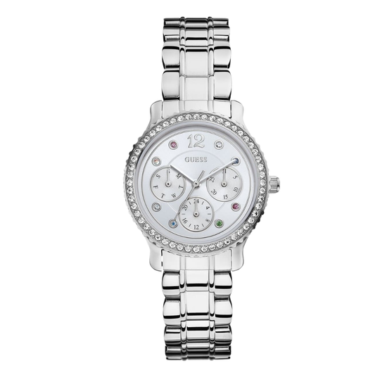 Guess Enchanting Silver Stainless Steel Silver Dial Quartz Watch for Ladies - W0305L1
