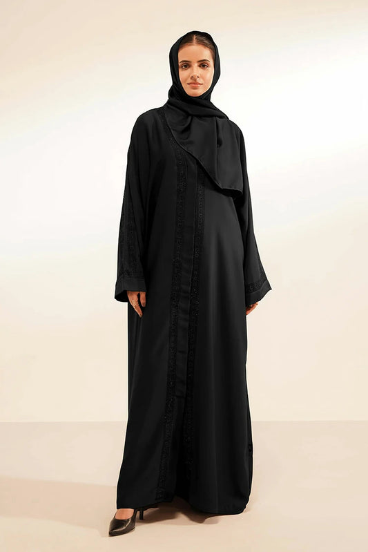 Picture of Divinely Crafted - Layali Abaya Set - Buttoned Up - Available at Raja Sahib