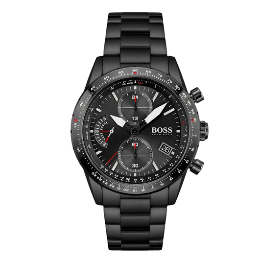 Hugo Boss Pilot Edition Black Stainless Steel Black Dial Chronograph Quartz Watch For Gents - 1513854
