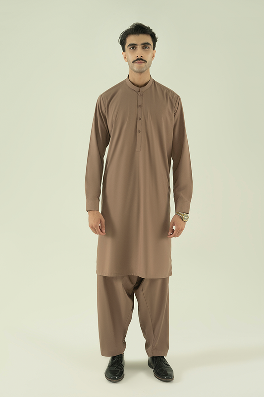 Black Pearl - Wash & Wear | Dark Brown Ban Kameez Shalwar
