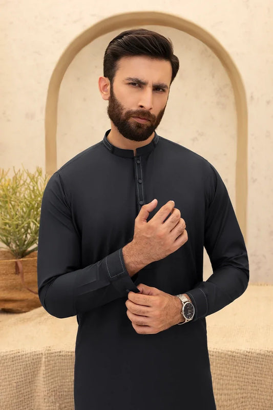 Picture of Black Pearl - Wash & Wear | Black Ban Shalwar Kameez - Available at Raja Sahib