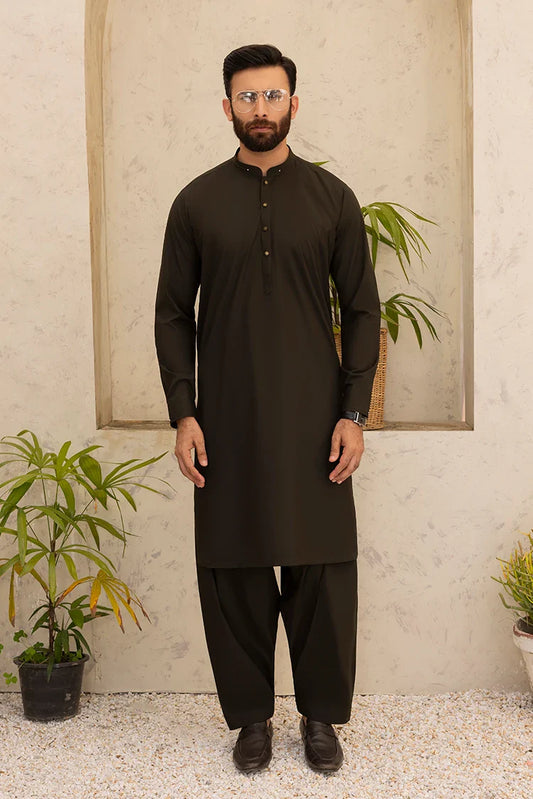 Picture of Black Pearl - Wash & Wear | Mehandi Ban Shalwar Kameez - Available at Raja Sahib