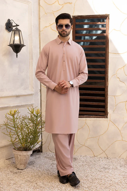 Picture of Black Pearl - Wash & Wear | Muave Collar Shalwar Kameez - Available at Raja Sahib