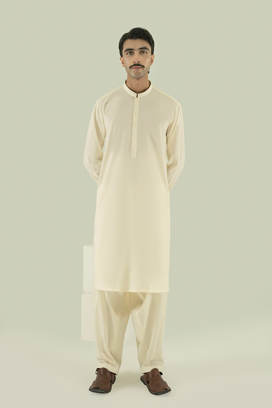 Black Pearl - Wash & Wear | Cream Ban Kameez Shalwar