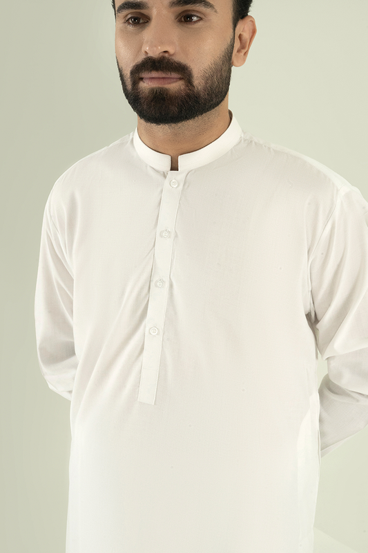 Picture of Black Pearl - Wash & Wear | Off White Ban Kameez Shalwar - Available at Raja Sahib