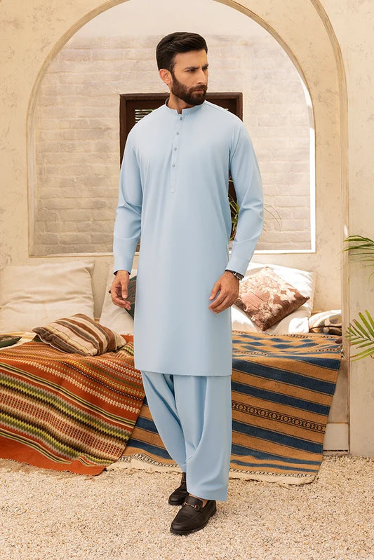 Black Pearl - Wash & Wear | Sky Blue Ban Shalwar Kameez