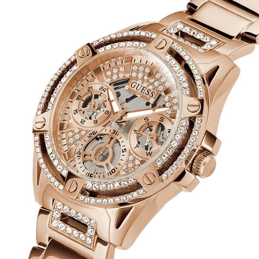 Picture of Guess Queen Rose Gold Stainless Steel Rose Gold Dial Quartz Watch for Ladies - GW0464L3 - Available at Raja Sahib