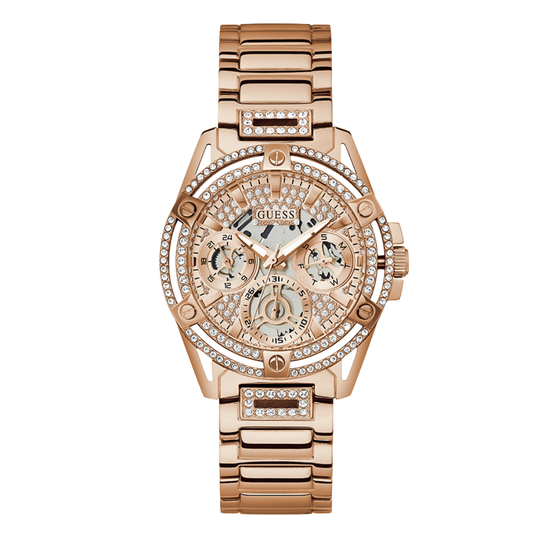 Guess Queen Rose Gold Stainless Steel Rose Gold Dial Quartz Watch for Ladies - GW0464L3