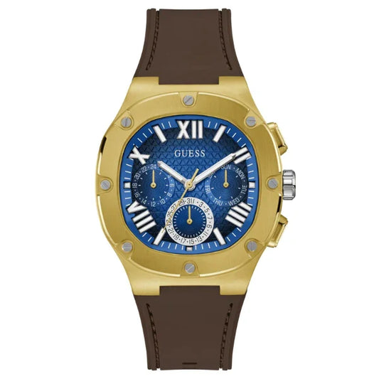 Picture of Guess Brown Silicone Strap Blue Dial Chronograph Quartz Watch for Gents - GW0571G5 - Available at Raja Sahib