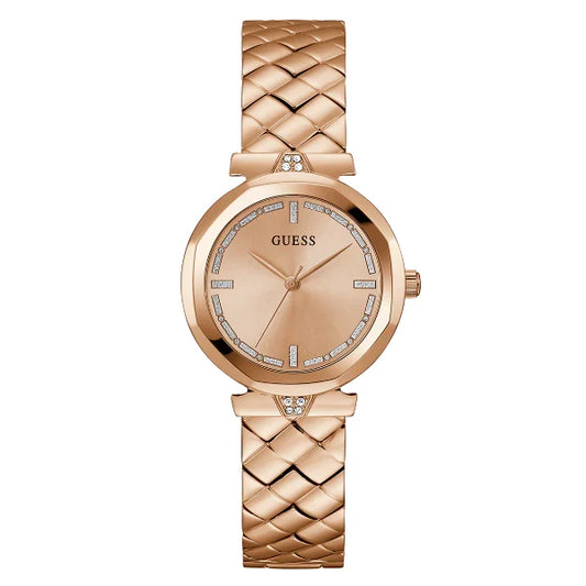 Picture of Guess Rumour Rose Gold Stainless Steel Rose Gold Dial Quartz Watch for Ladies - GW0613L3 - Available at Raja Sahib