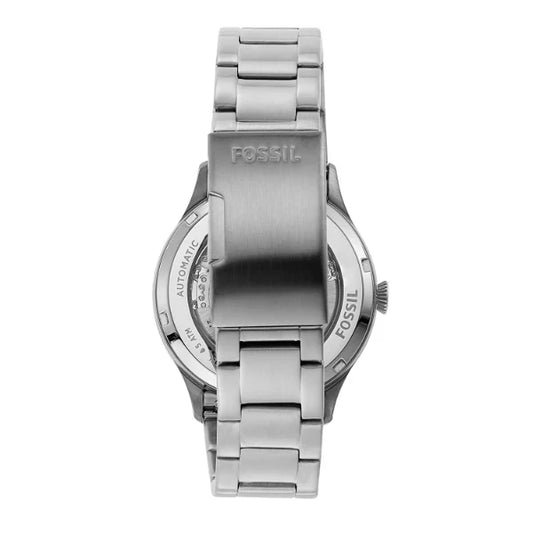 Picture of Fossil Forrester Silver Stainless Steel Black Dial Automatic Watch for Gents - ME3180 - Available at Raja Sahib