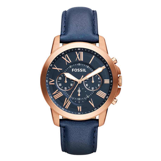 Picture of Fossil Grant Blue Leather Strap Blue Dial Chronograph Quartz Watch for Gents - FS4835 - Available at Raja Sahib
