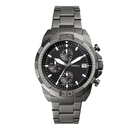 Picture of Fossil Bronson Smoke Stainless Steel Black Dial Chronograph Quartz Watch for Gents - FS5852 - Available at Raja Sahib