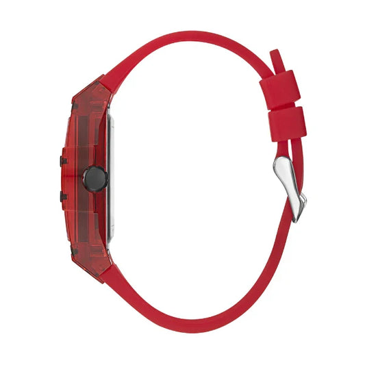 Picture of Guess Phoenix Red Silicone Strap Black Dial Quartz Watch for Gents - GW0203G5 - Available at Raja Sahib