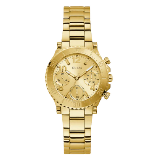 Picture of Guess Cosmic Gold Stainless Steel Gold Dial Chronograph Quartz Watch for Ladies - GW0465L1 - Available at Raja Sahib