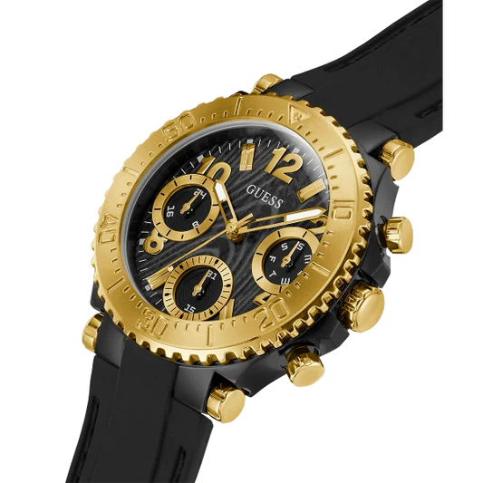 Picture of Guess Cosmic Black Silicone Strap Black Dial Chronograph Quartz Watch for Ladies - GW0466L1 - Available at Raja Sahib