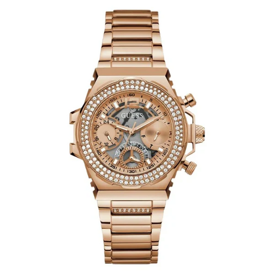 Picture of Guess Fusion Rose Gold Stainless Steel Rose Gold Dial Chronograph Quartz Watch for Ladies - GW0552L3 - Available at Raja Sahib