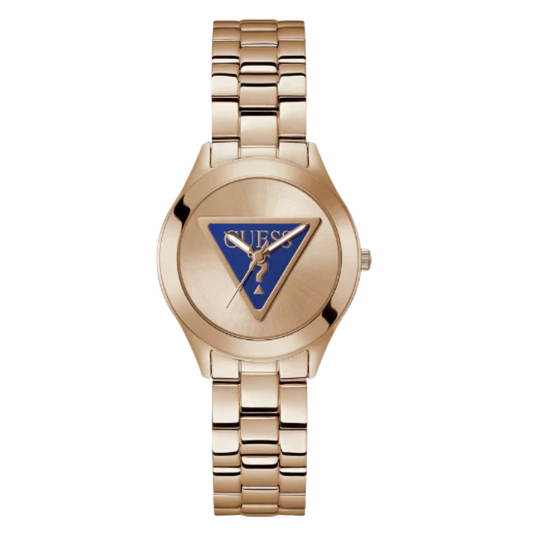 Guess Tri Plaque Rose Gold Stainless Steel Rose Gold Dial Quartz Watch for Ladies - GW0675L3