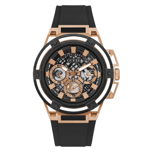 Picture of Guess Matrix Black Silicone Strap Black Dial Quartz Watch for Gents - GW0423G5 - Available at Raja Sahib