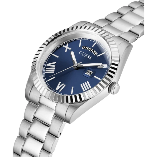 Picture of Guess Connoisseur Silver Stainless Steel Blue Dial Quartz Watch for Gents - GW0265G7 - Available at Raja Sahib