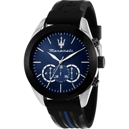 Maserati Traguardo Black Silicone Strap Blue Dial Quartz Watch for Gents - R8871612044