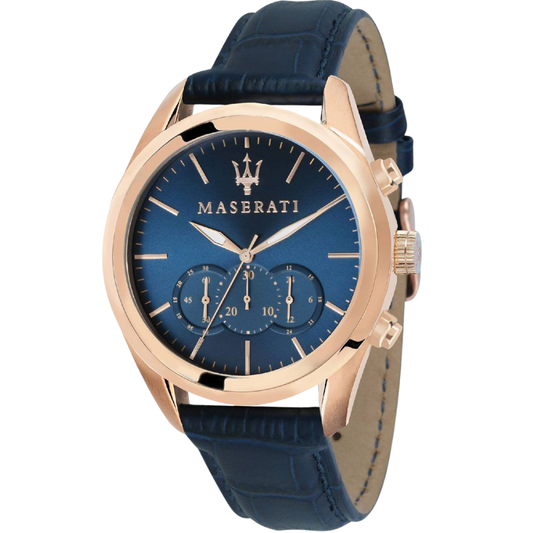 Picture of Maserati Traguardo Blue Leather Strap Blue Dial Quartz Watch for Gents - R8871612015 - Available at Raja Sahib