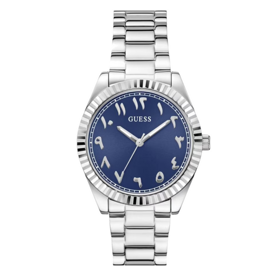 Picture of Guess Luna Silver Stainless Steel Blue Dial Quartz Watch for Ladies - GW0735L1 - Available at Raja Sahib