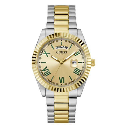 Picture of Guess Connoisseur Two-tone Stainless Steel Gold Dial Quartz Watch for Gents - GW0265G14 - Available at Raja Sahib