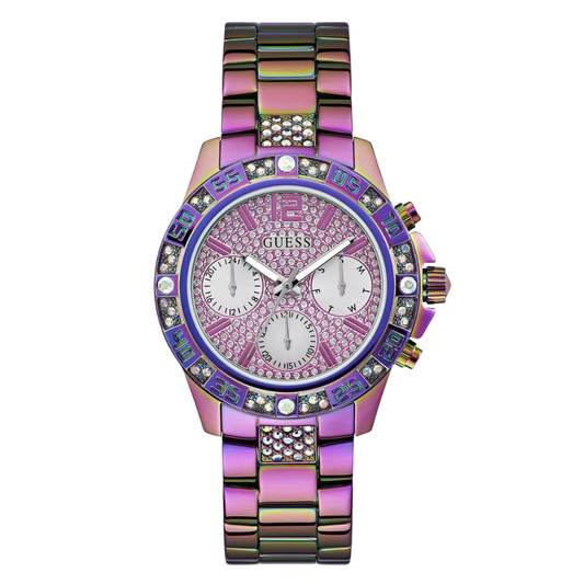 Picture of Guess Majesty Series Purple Stainless Steel Purple Dial Chronograph Quartz Watch for Ladies - G0771L4 - Available at Raja Sahib