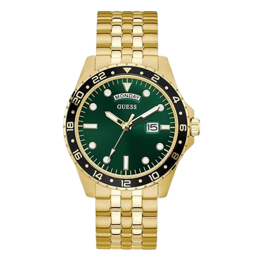 Picture of Guess Comet Gold Stainless Steel Green Dial Quartz Watch for Gents - GW0220G2 - Available at Raja Sahib