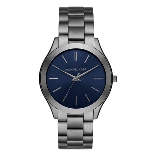 Michael Kors Slim Runway Grey Stainless Steel Blue Dial Quartz Watch for Gents - MK-8584