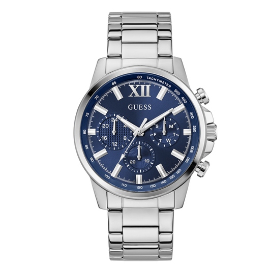 Picture of Guess Silver Stainless Steel Blue Dial Chronograph Quartz Watch for Gents - GW0900G4 - Available at Raja Sahib