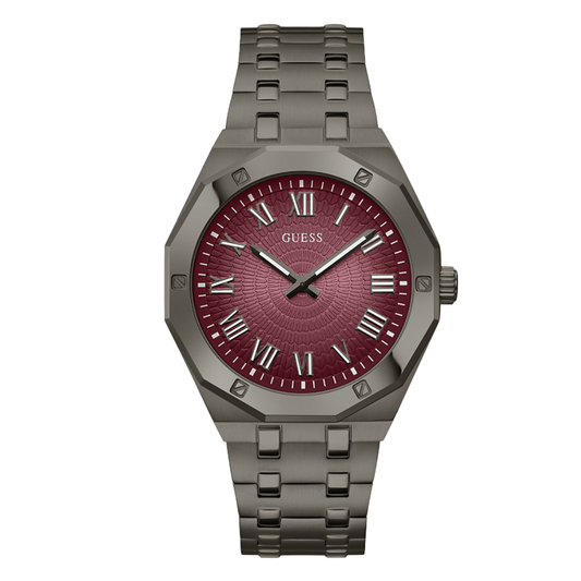 Picture of Guess Gunmetal Stainless Steel Bordeaux Dial Quartz Watch for Gents - GW0575G5 - Available at Raja Sahib